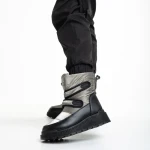 Дамски чизми тъмно сиви  от еко кожа и текстилен материалXiomara