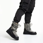 Дамски чизми тъмно сиви  от еко кожа и текстилен материалXiomara