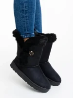 Дамски чизми черни от текстилен материал Zeltana