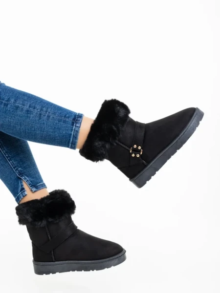 Дамски чизми черни от текстилен материал Nicolia