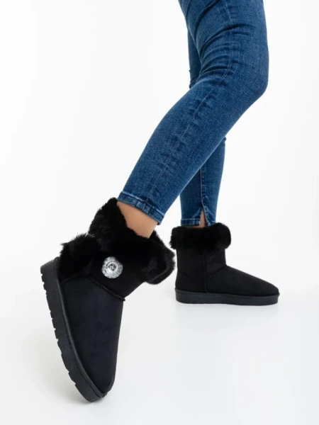 Дамски чизми черни от текстилен материал Hermina