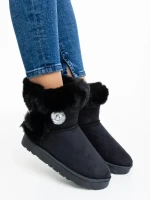 Дамски чизми черни от текстилен материал Hermina