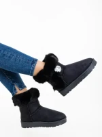 Дамски чизми черни от текстилен материал Hermina