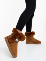 Дамски чизми камел от текстилен материал Hermina