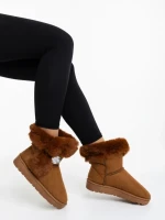 Дамски чизми камел от текстилен материал Hermina