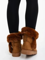 Дамски чизми камел от текстилен материал Hermina