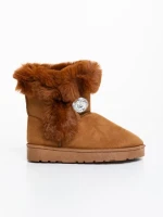 Дамски чизми камел от текстилен материал Hermina