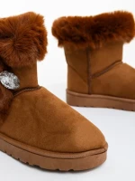 Дамски чизми камел от текстилен материал Hermina