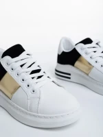 Дамски спортни обувки бели с  черно от  еко кожа  Nedelya