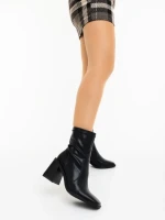 Дамски боти с ток черни от екологична кожа Santana