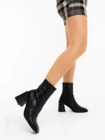 Дамски боти с ток черни от екологична кожа Santana