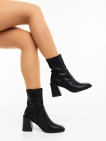 Дамски боти с ток черни от екологична кожа Santana