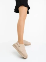 Дамски чехли бежови от текстилен материал Luara