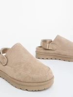 Дамски чехли бежови от текстилен материал Luara