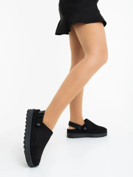 Дамски чехли черни от текстилен материал Luara