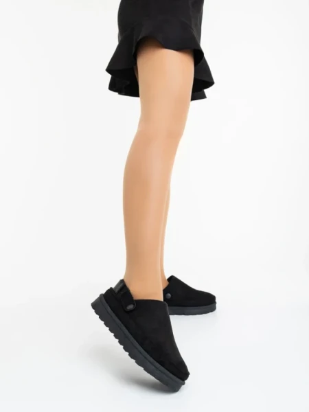 Дамски чехли черни от текстилен материал Luara