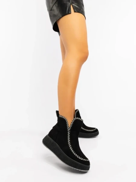 Дамски боти черни от текстилен материал Galinda