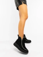 Дамски боти черни от текстилен материал Galinda