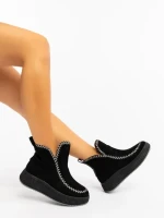 Дамски боти черни от текстилен материал Galinda