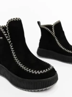 Дамски боти черни от текстилен материал Galinda