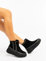 Дамски боти черни от екологична кожа и текстилен материал Arenia