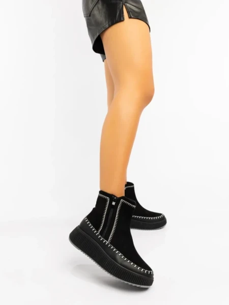 Дамски боти черни от екологична кожа и текстилен материал Arenia