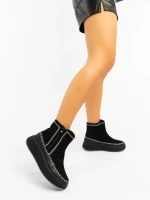 Дамски боти черни от екологична кожа и текстилен материал Arenia