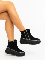 Дамски боти черни от екологична кожа и текстилен материал Arenia