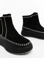 Дамски боти черни от екологична кожа и текстилен материал Arenia