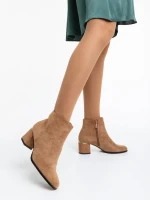 Дамски боти бежови тъмно от текстилен материал Zarina