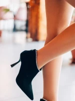 Дамски боти черни от текстилен материал Marida