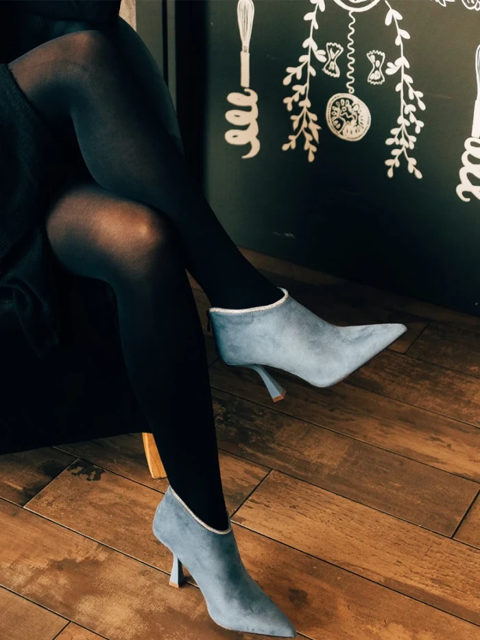 Дамски боти сини от текстилен материал Marida