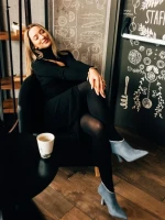 Дамски боти сини от текстилен материал Marida