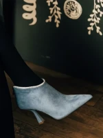 Дамски боти сини от текстилен материал Marida