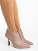 Дамски боти бежови от текстилен материал Marida