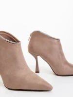 Дамски боти бежови от текстилен материал Marida