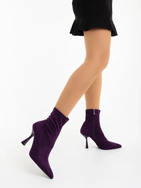 Дамски боти лилави от текстилен материал Adisia