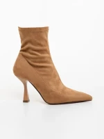 Дамски боти бежови от текстилен материал Adisia