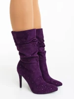 Дамски боти лилави от текстилен материал Marizela