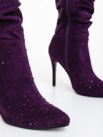 Дамски боти лилави от текстилен материал Marizela