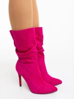 Дамски чизми циклама от текстилен материал Marizela