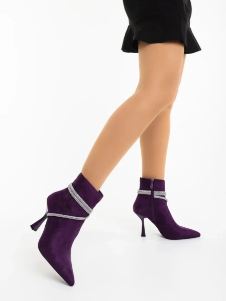 Дамски боти лилави от текстилен материал Lunima