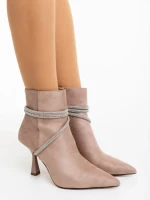 Дамски боти бежови от текстилен материал Lunima