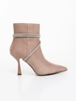 Дамски боти бежови от текстилен материал Lunima