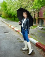 Дамски чизми  бежови  от каучук  Damira