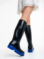 Дамски чизми  черни със синьо от каучук  Filippa