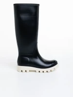 Дамски чизми  черни с бежово  от каучук  Filippa