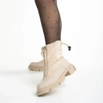 Дамски чизми  бежови  от еко кожа и текстилен материал Ramata