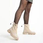 Дамски чизми  бежови  от еко кожа и текстилен материал Ramata