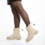 Дамски чизми  бежови  от еко кожа и текстилен материал Ramata